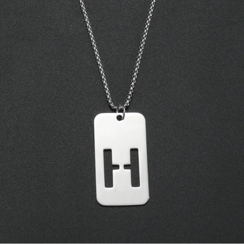 Wholesale Necklace Titanium Steel Hollow Military Plate With Letters Numbers Text Pattern Polishing - Image 14