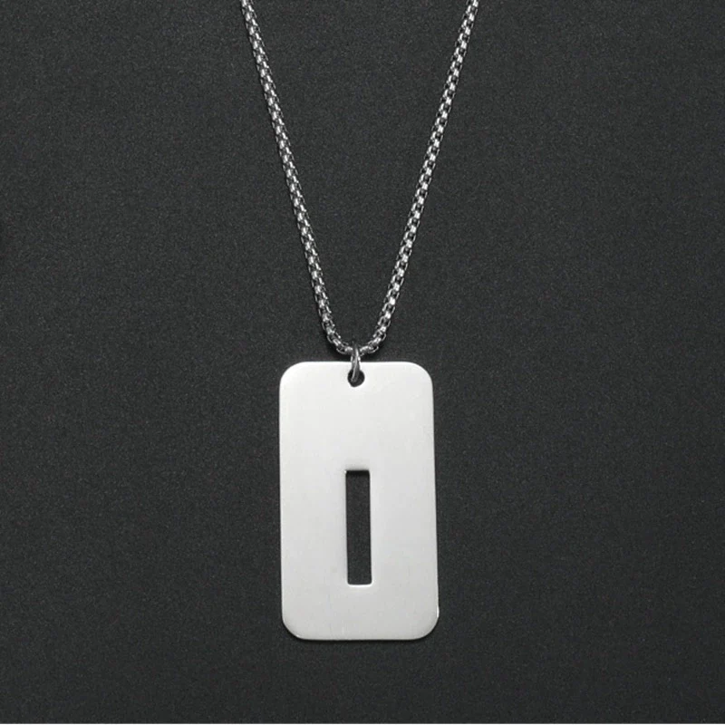 Wholesale Necklace Titanium Steel Hollow Military Plate With Letters Numbers Text Pattern Polishing - Image 15