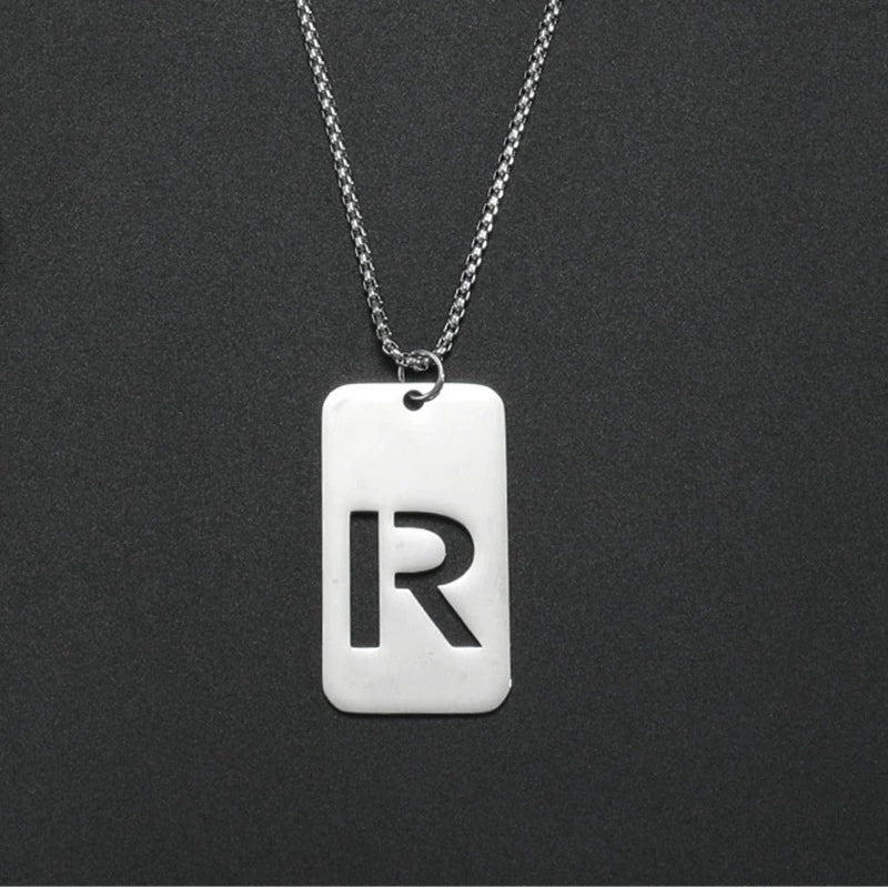 Wholesale Necklace Titanium Steel Hollow Military Plate With Letters Numbers Text Pattern Polishing - Image 24