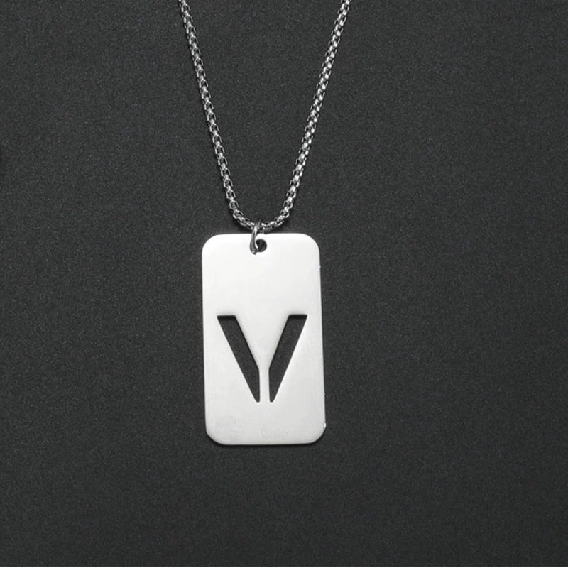 Wholesale Necklace Titanium Steel Hollow Military Plate With Letters Numbers Text Pattern Polishing - Image 28