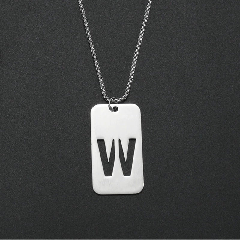 Wholesale Necklace Titanium Steel Hollow Military Plate With Letters Numbers Text Pattern Polishing - Image 29