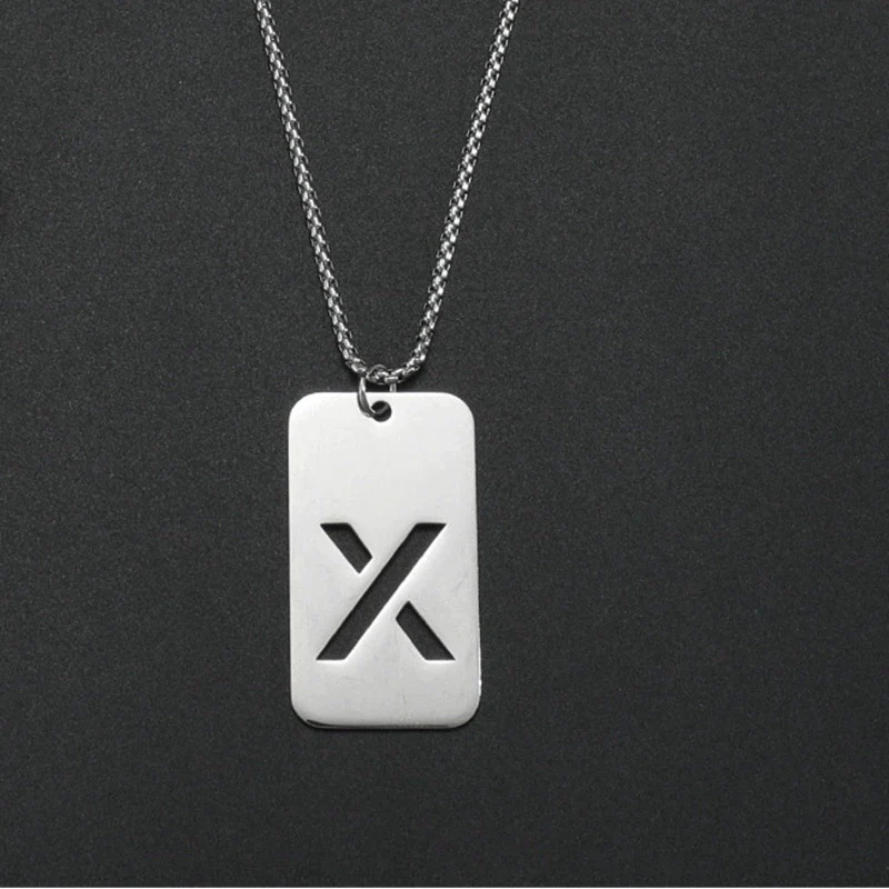Wholesale Necklace Titanium Steel Hollow Military Plate With Letters Numbers Text Pattern Polishing - Image 30