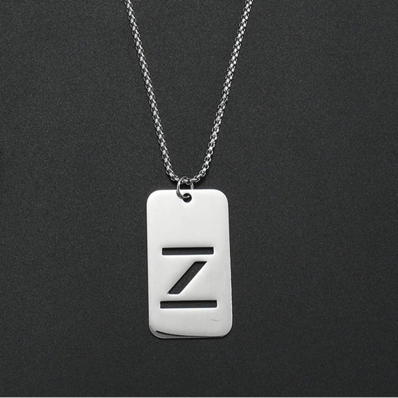 Wholesale Necklace Titanium Steel Hollow Military Plate With Letters Numbers Text Pattern Polishing - Image 32