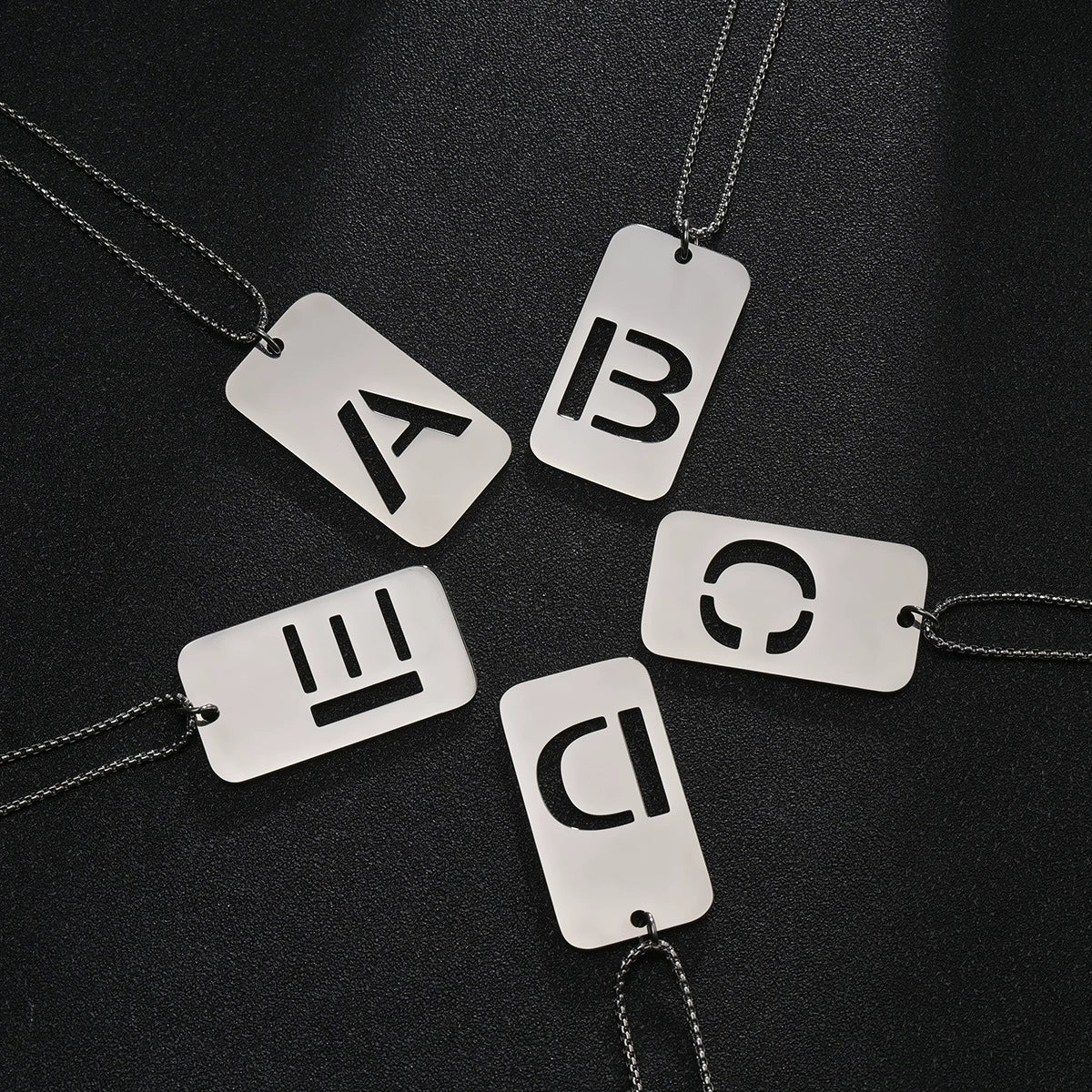 Wholesale Necklace Titanium Steel Hollow Military Plate With Letters Numbers Text Pattern Polishing - Image 4