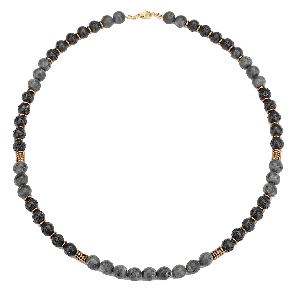 Wholesale Necklace Volcanic Stone Glitter Stone Black Gallstone Geometric Handmade Male Hiphop Niche Design - Image 5