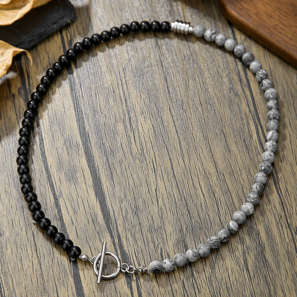 Wholesale Necklace Volcanic Stone Glitter Stone Black Gallstone Geometric Handmade Male Hiphop Niche Design - Image 7