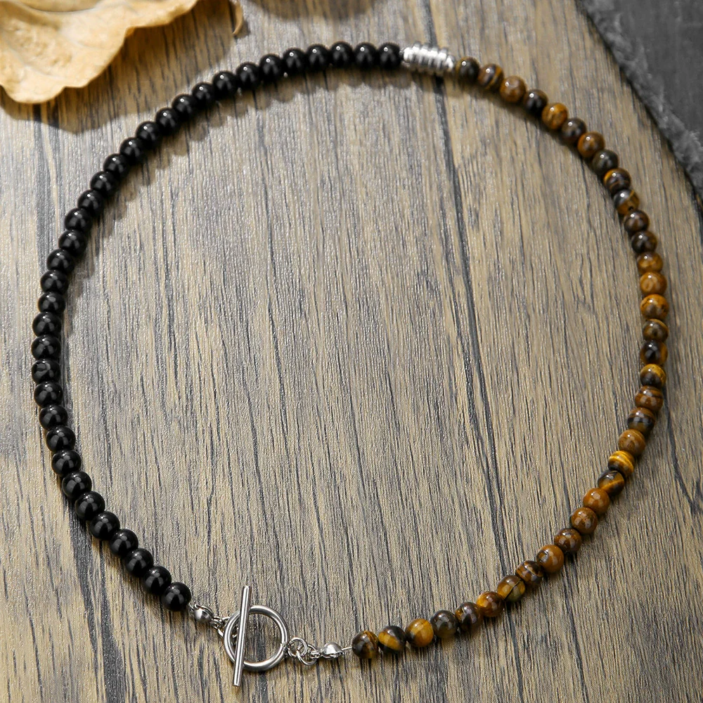 Wholesale Necklace Volcanic Stone Glitter Stone Black Gallstone Geometric Handmade Male Hiphop Niche Design - Image 9