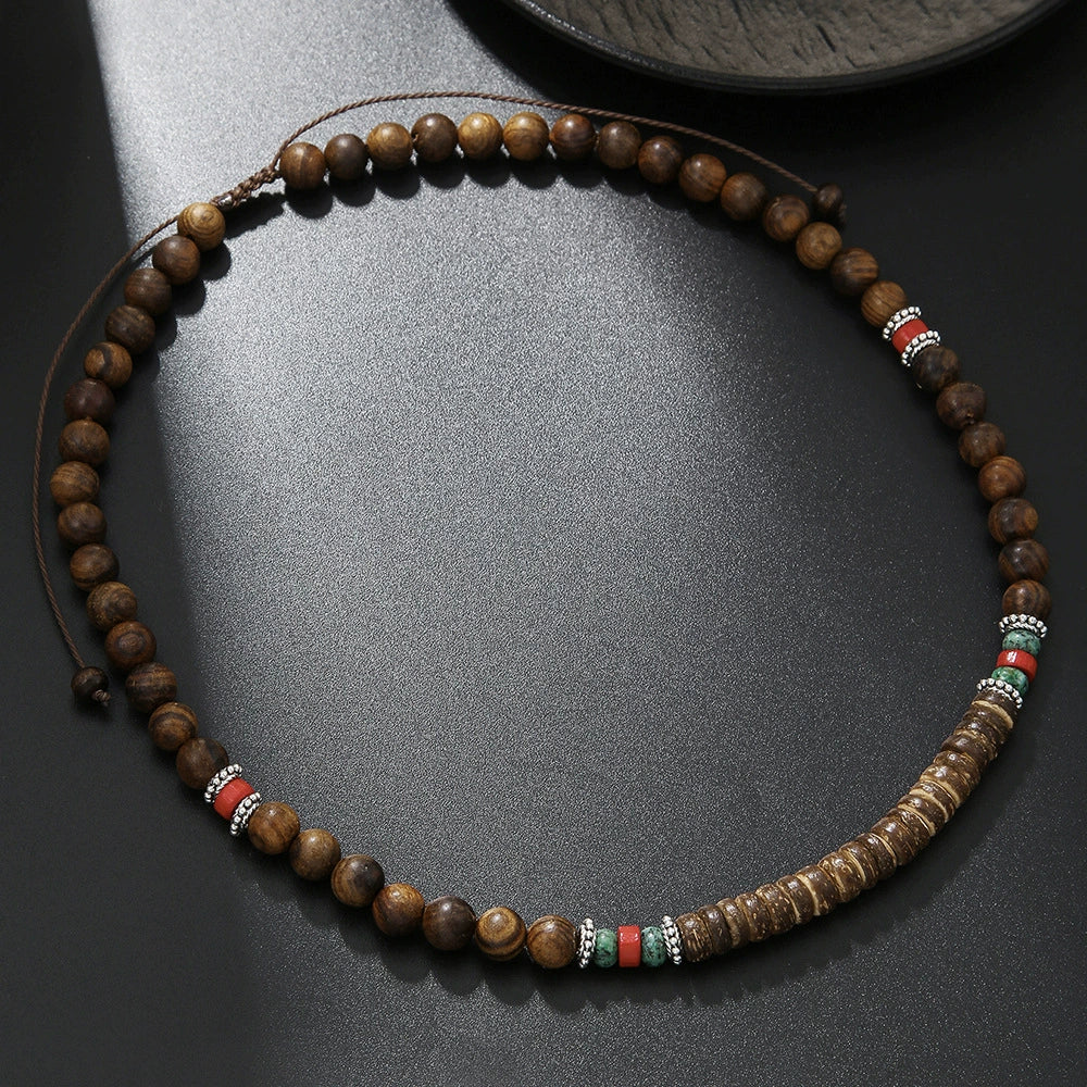 Wholesale Necklace Wood Chip Coconut Shell Splicing Handmade Geometric Style Unisex Stainless Steel O Chain - Image 27