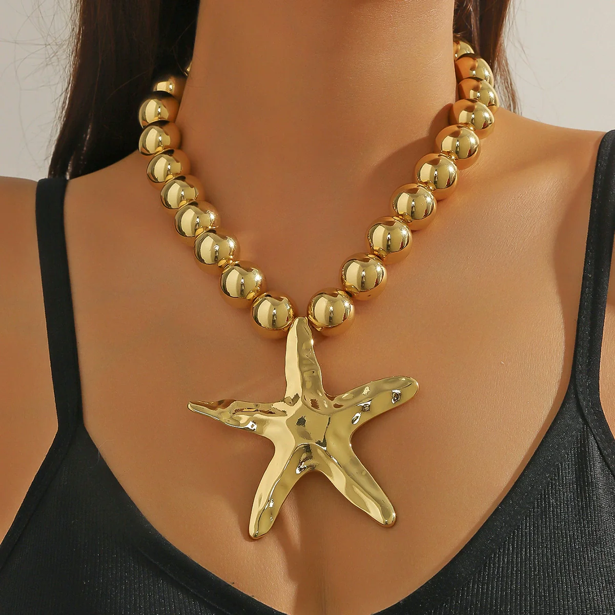 Wholesale Necklace Zinc Alloy Imitation Pearl Vintage Beaded Starfish Conch Retro Geometric Electroplating Women's