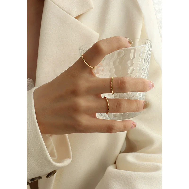 Wholesale Niche Geometric Electroplated Titanium Steel Finger Ring For Women And Unisex - Image 5