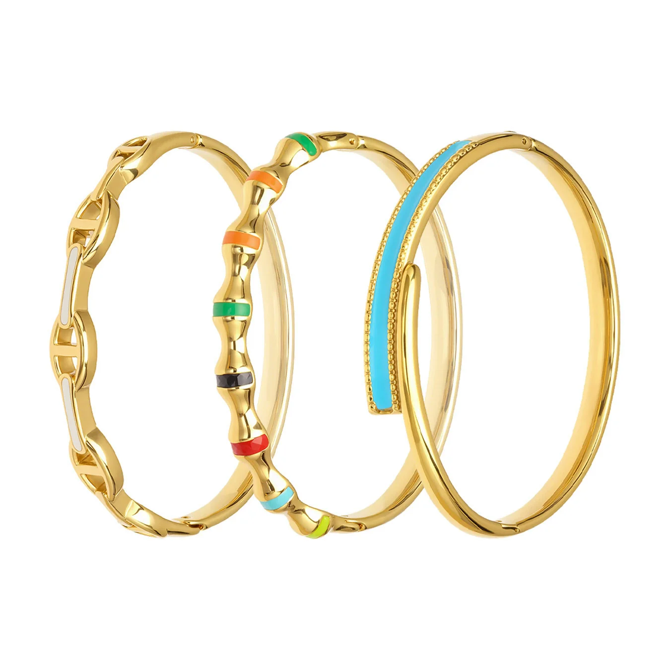 Wholesale Niche Geometric Stainless Steel Electroplated Oil Drop Buckle Open Bracelet - Image 5