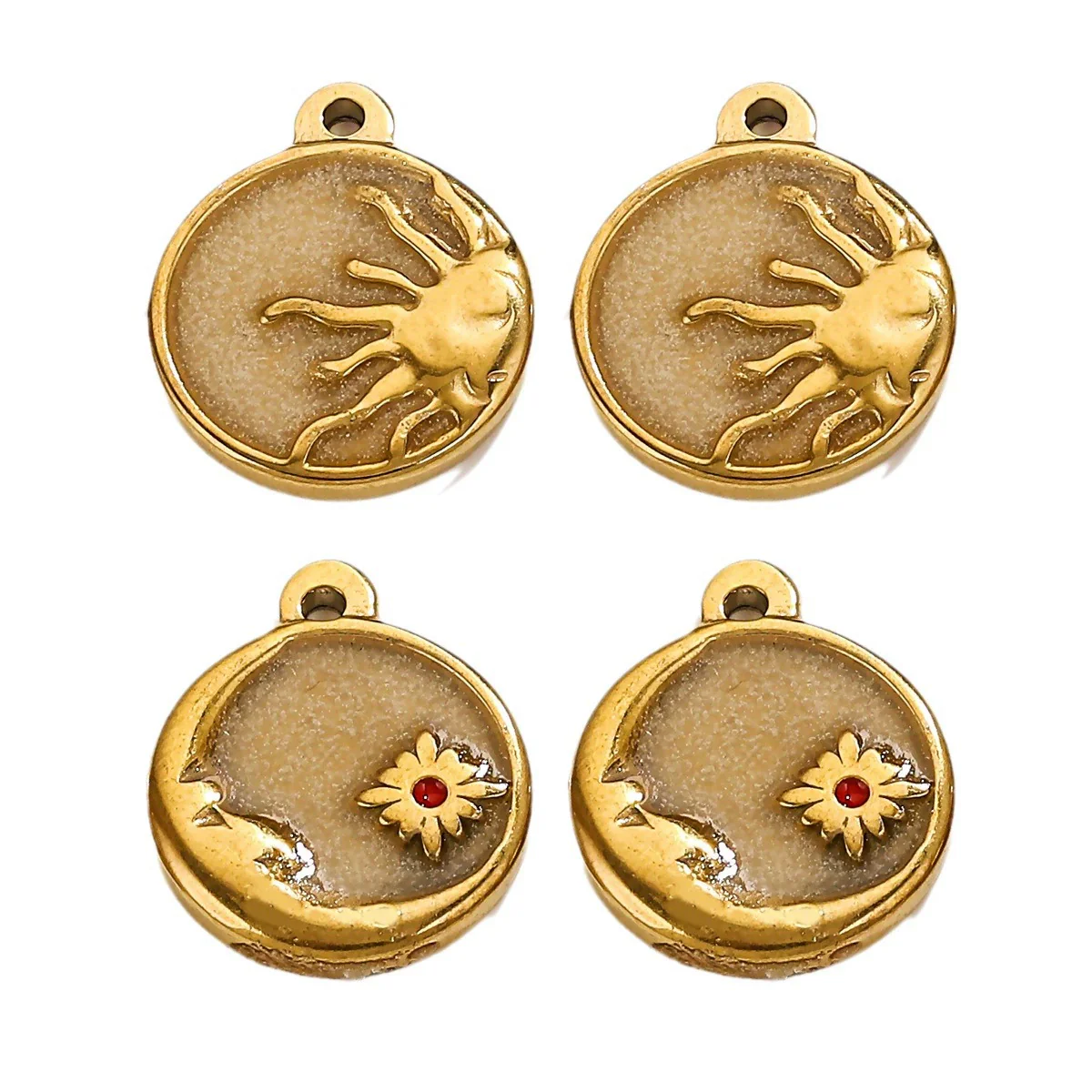 Wholesale Niche Luminous Allmatch Necklace Stainless Steel 18K Gold Plated With Threedimensional Sun Moon Flower Pendant Handmade - Image 4