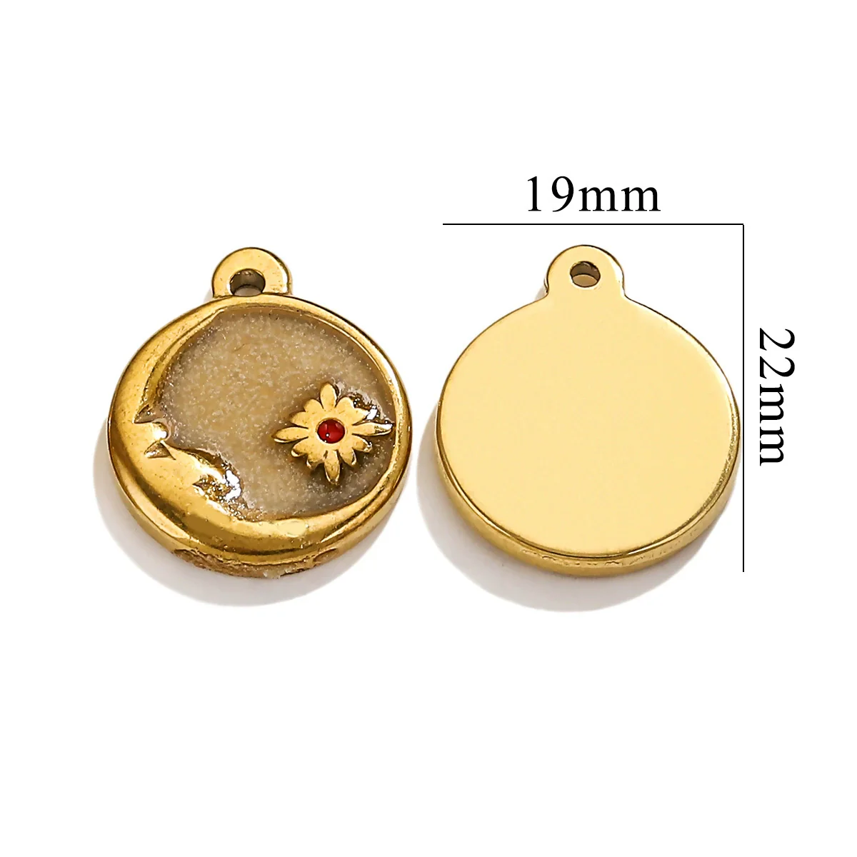 Wholesale Niche Luminous Allmatch Necklace Stainless Steel 18K Gold Plated With Threedimensional Sun Moon Flower Pendant Handmade - Image 6