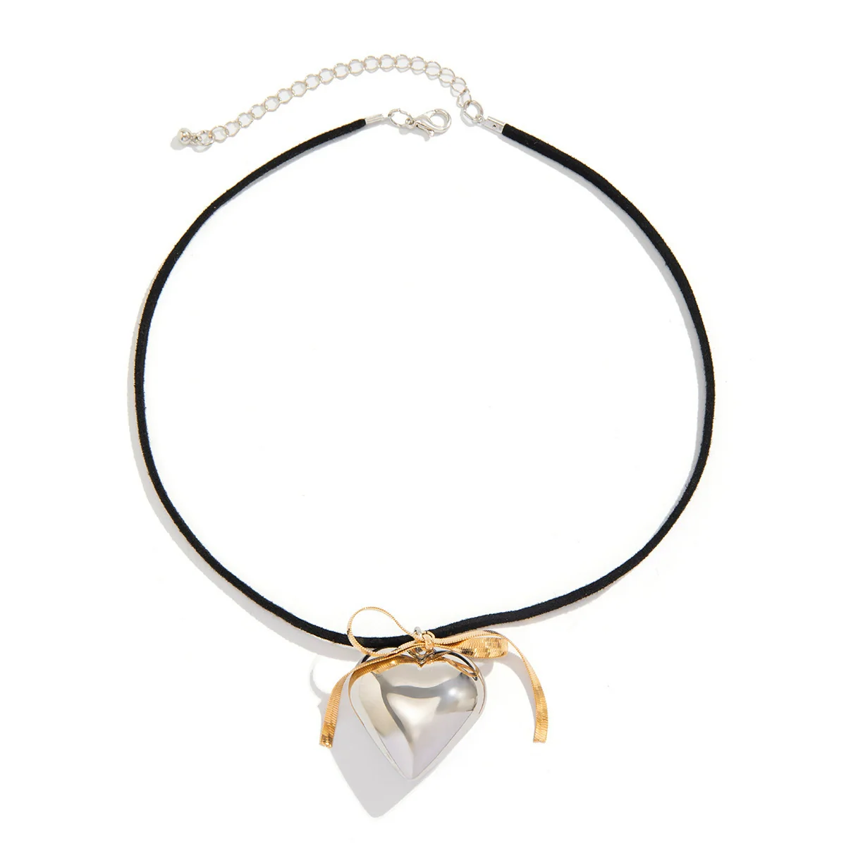 Wholesale Niche Matte Resin Love Bow And Heart Geometric Necklace With Electroplating Treatment For Women - Image 5