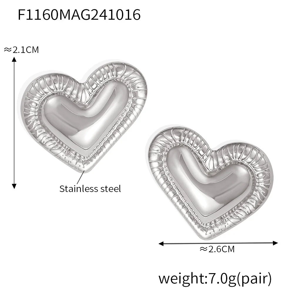 Wholesale Niche Stainless Steel Heart Geometric Electroplated Women's Earrings - Image 7