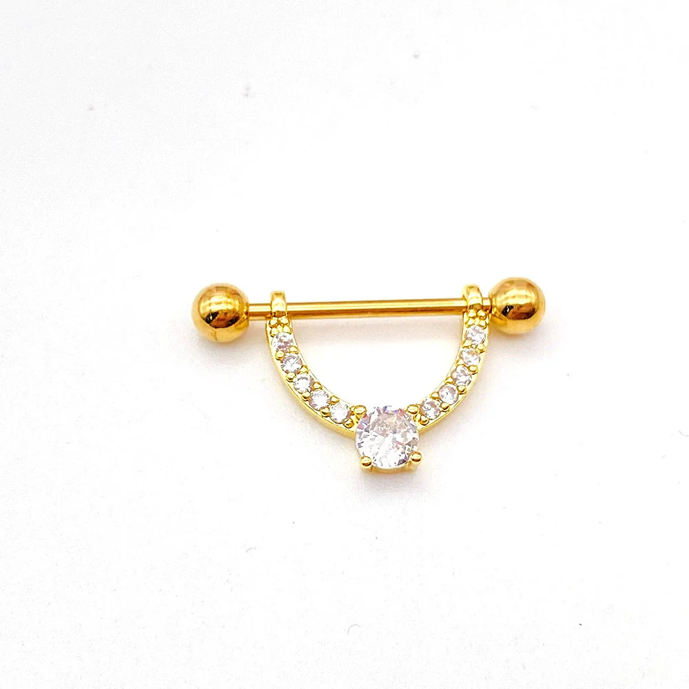 Wholesale Nipple Ring Stainless Steel Moon And Flower Shaped Electroplated For Women - Image 30
