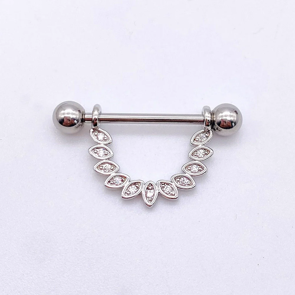 Wholesale Nipple Ring Stainless Steel Moon And Flower Shaped Electroplated For Women - Image 6
