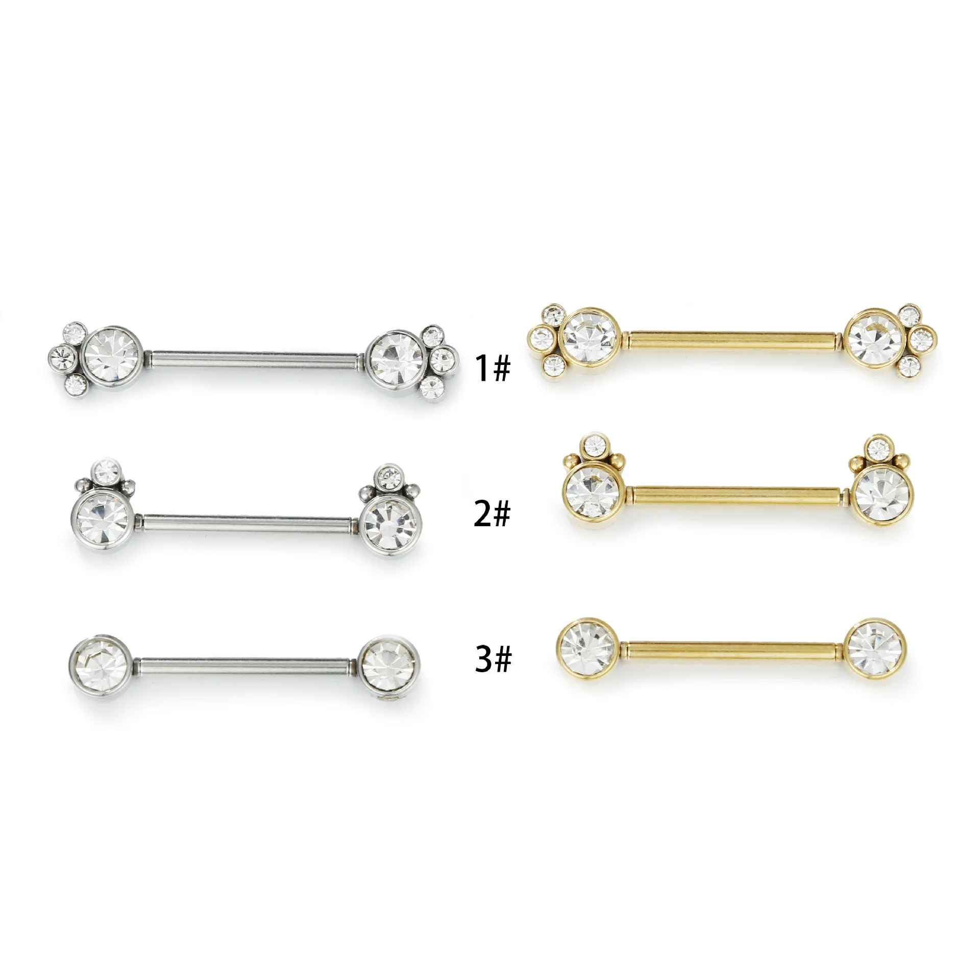 Wholesale Nipple Ring Stainless Steel Round Zircon Geometric Diamond Women's Chest Piercing Jewelry - Image 7