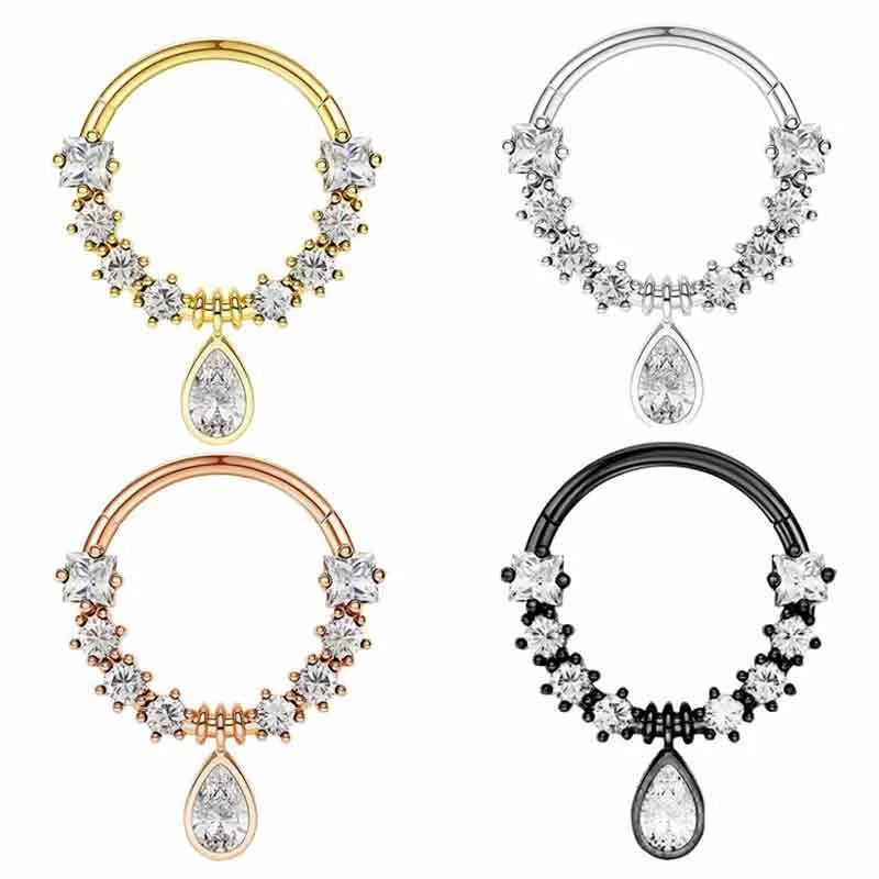 Wholesale Nose Jewelry Stainless Steel Zircon Crown Star Pattern Electroplated