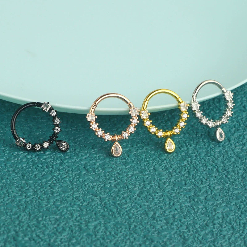 Wholesale Nose Jewelry Stainless Steel Zircon Crown Star Pattern Electroplated - Image 5