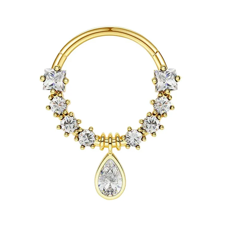 Wholesale Nose Jewelry Stainless Steel Zircon Crown Star Pattern Electroplated - Image 7