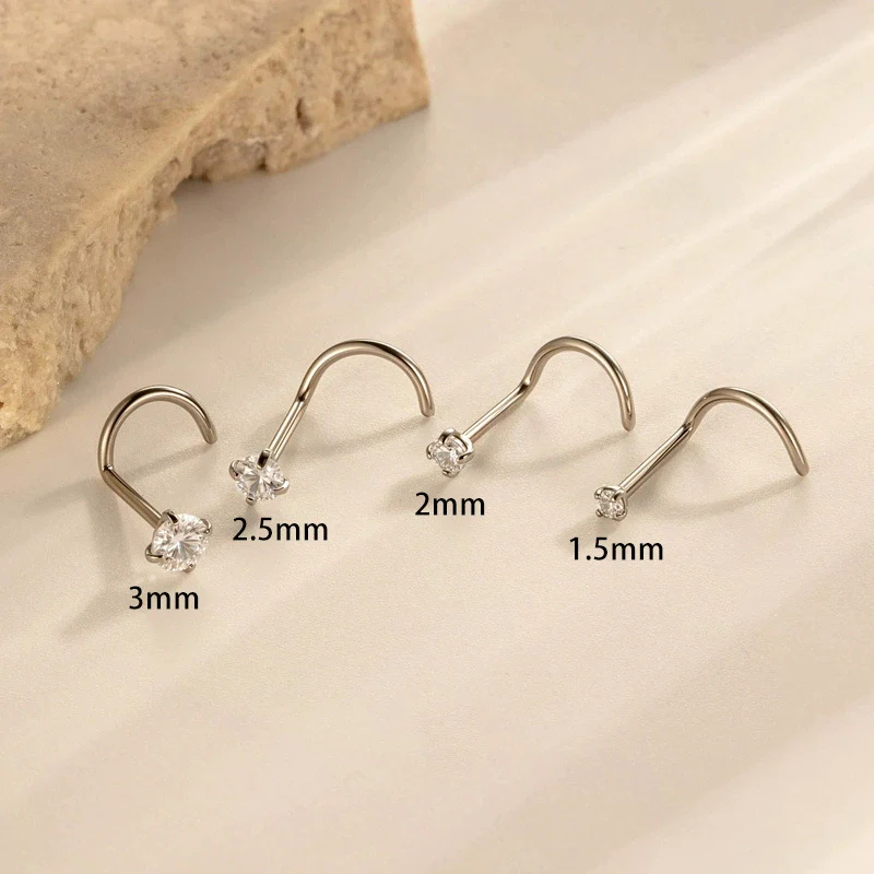 Wholesale Nose Piercing Jewelry Stainless Steel Vacuum Electroplated Gold Geometric Zircon For Women - Image 10