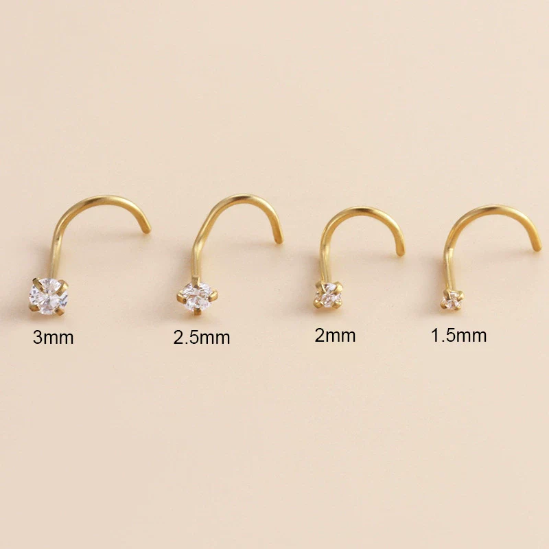 Wholesale Nose Piercing Jewelry Stainless Steel Vacuum Electroplated Gold Geometric Zircon For Women - Image 11