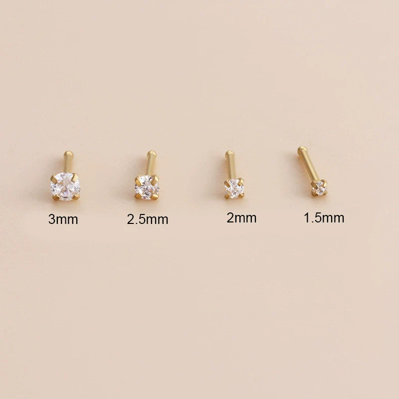 Wholesale Nose Piercing Jewelry Stainless Steel Vacuum Electroplated Gold Geometric Zircon For Women - Image 7