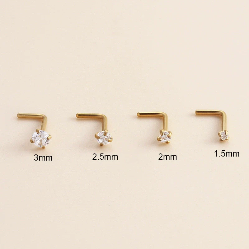 Wholesale Nose Piercing Jewelry Stainless Steel Vacuum Electroplated Gold Geometric Zircon For Women - Image 9