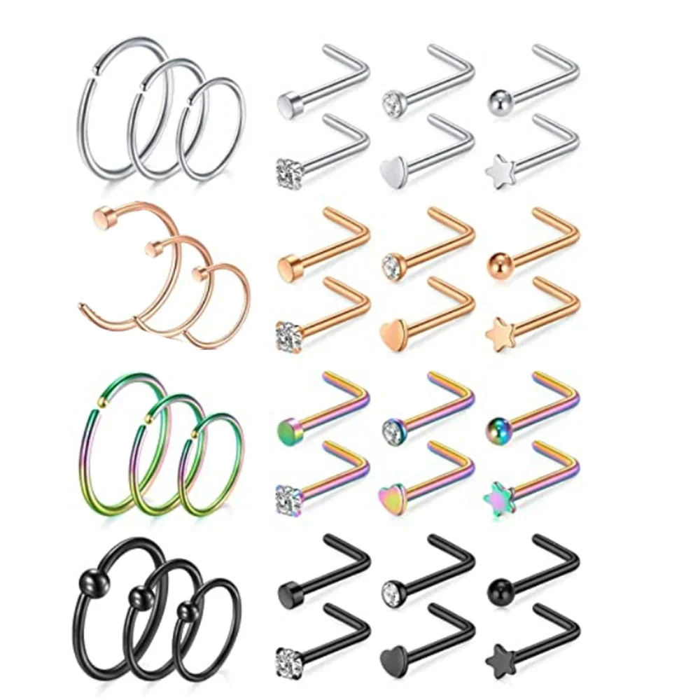 Wholesale Nose Ring And Earring Set Stainless Steel Geometric Style Electroplating Piercing Jewelry - Image 3