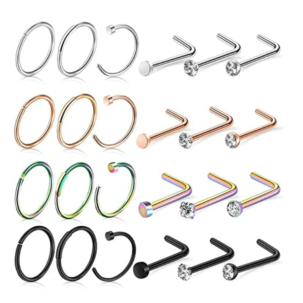 Wholesale Nose Ring And Earring Set Stainless Steel Geometric Style Electroplating Piercing Jewelry - Image 4