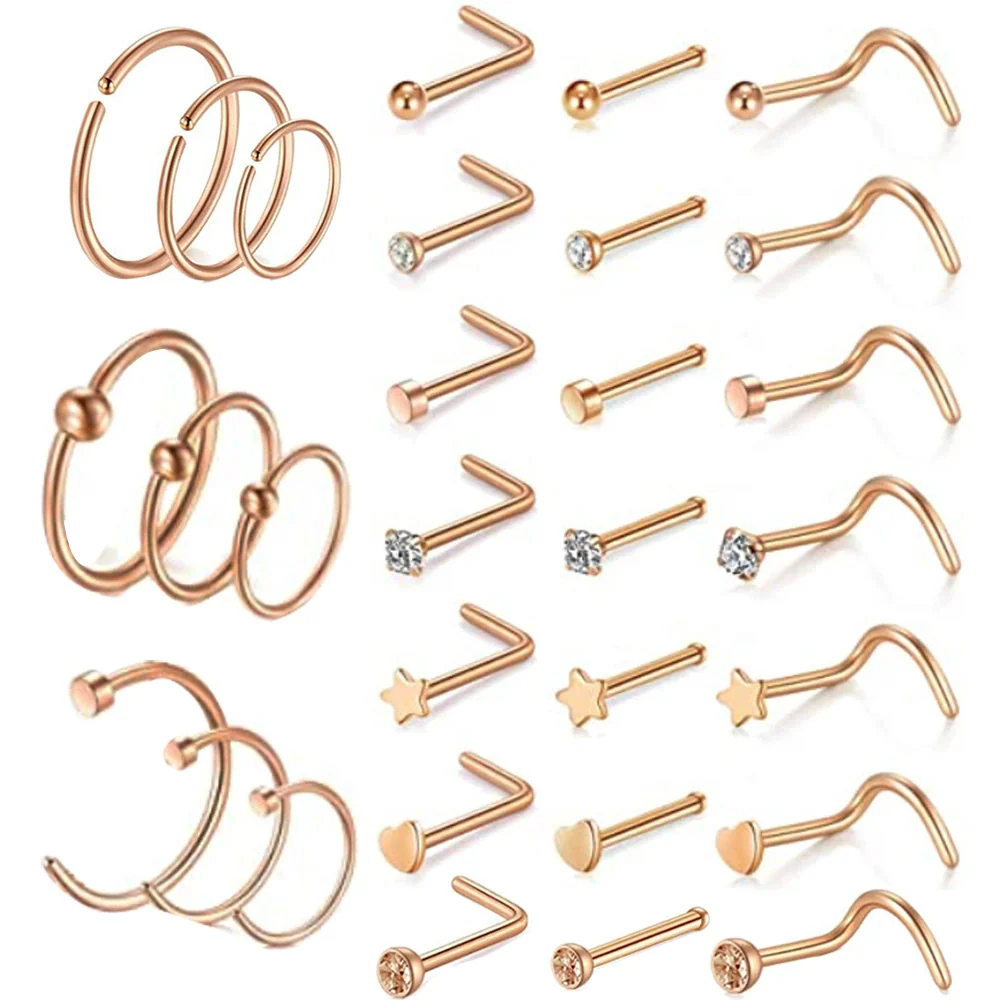 Wholesale Nose Ring And Earring Set Stainless Steel Geometric Style Electroplating Piercing Jewelry - Image 6