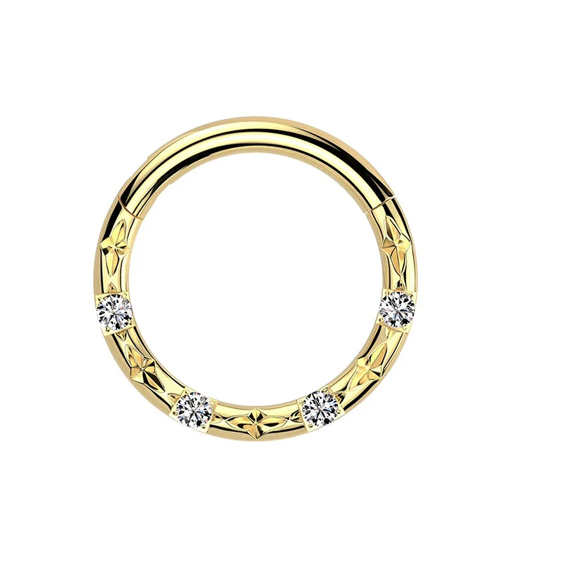 Wholesale Nose Ring G23 Titanium Geometric Style Set With Diamonds - Image 8