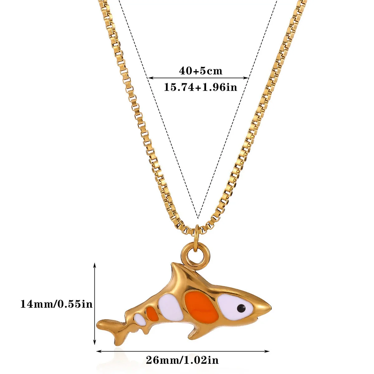 Wholesale Oil Dripping Process Gold Electroplated Stainless Steel Fish Pendant Cross Chain Necklace For Men And Women - Image 6