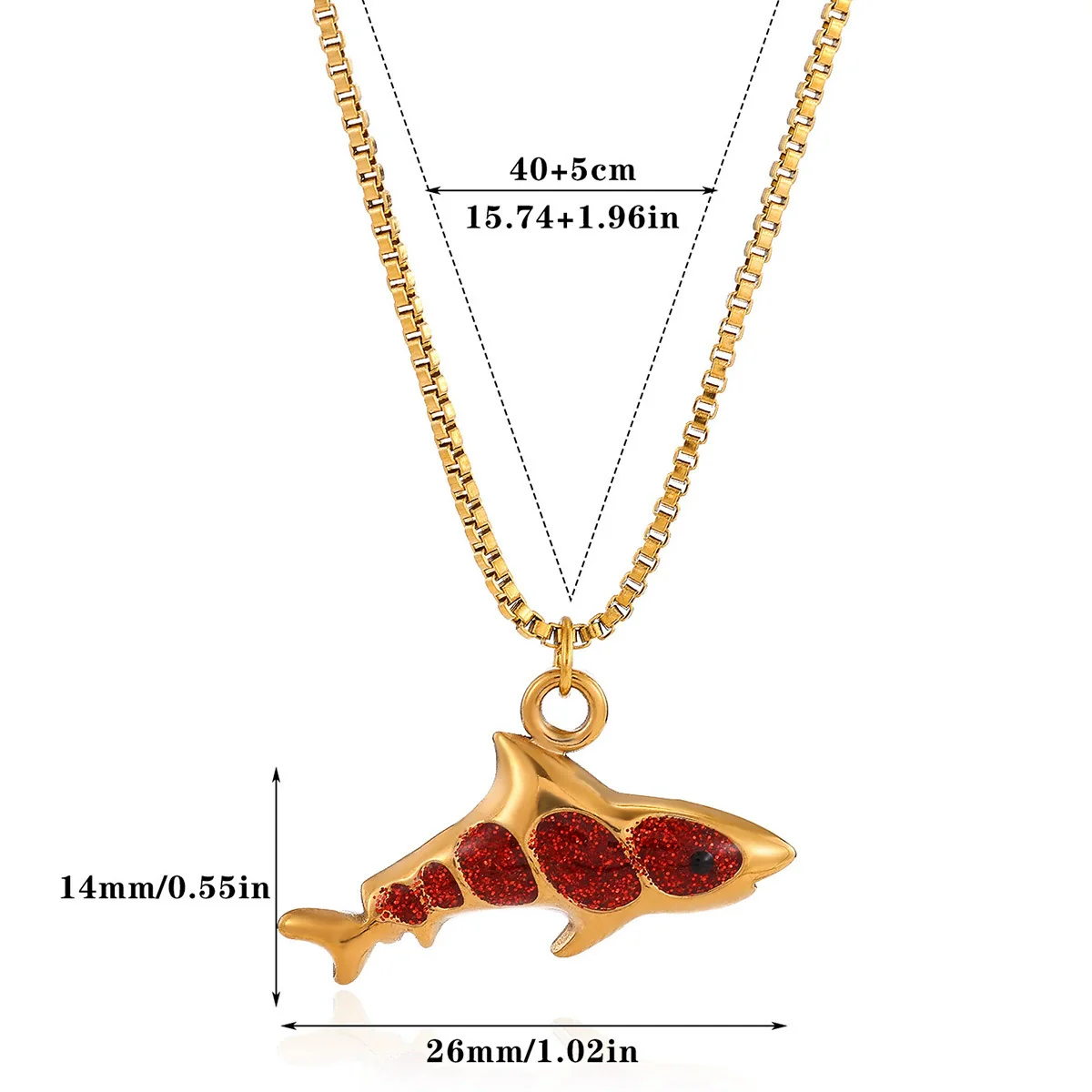 Wholesale Oil Dripping Process Gold Electroplated Stainless Steel Fish Pendant Cross Chain Necklace For Men And Women - Image 7