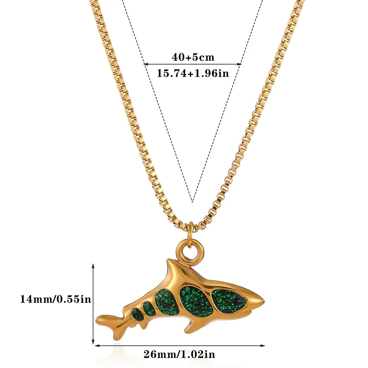 Wholesale Oil Dripping Process Gold Electroplated Stainless Steel Fish Pendant Cross Chain Necklace For Men And Women - Image 8