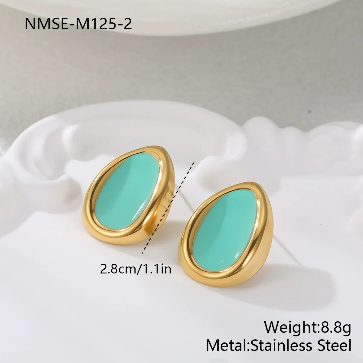 Wholesale Oil Drop Shaped Geometric Stainless Steel Electroplated Earrings For Women - Image 7