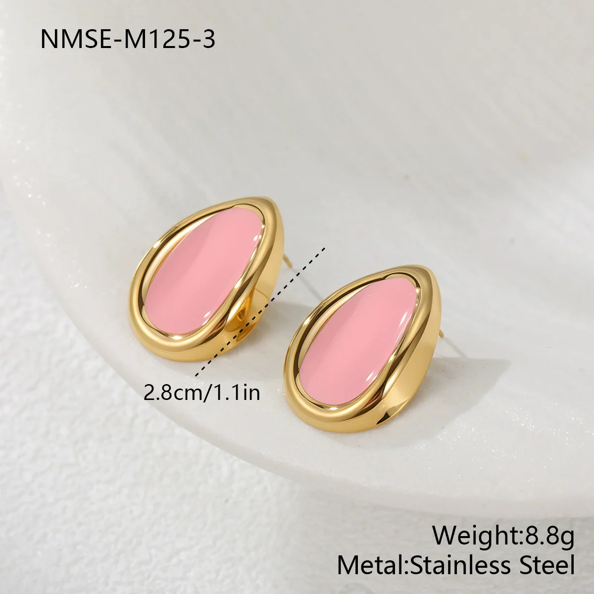 Wholesale Oil Drop Shaped Geometric Stainless Steel Electroplated Earrings For Women - Image 8