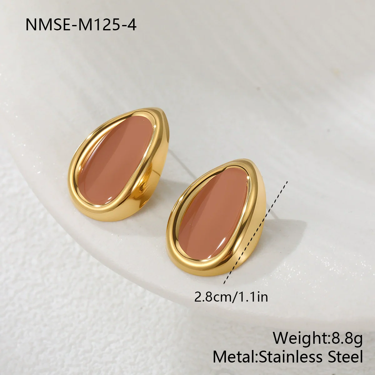 Wholesale Oil Drop Shaped Geometric Stainless Steel Electroplated Earrings For Women - Image 9