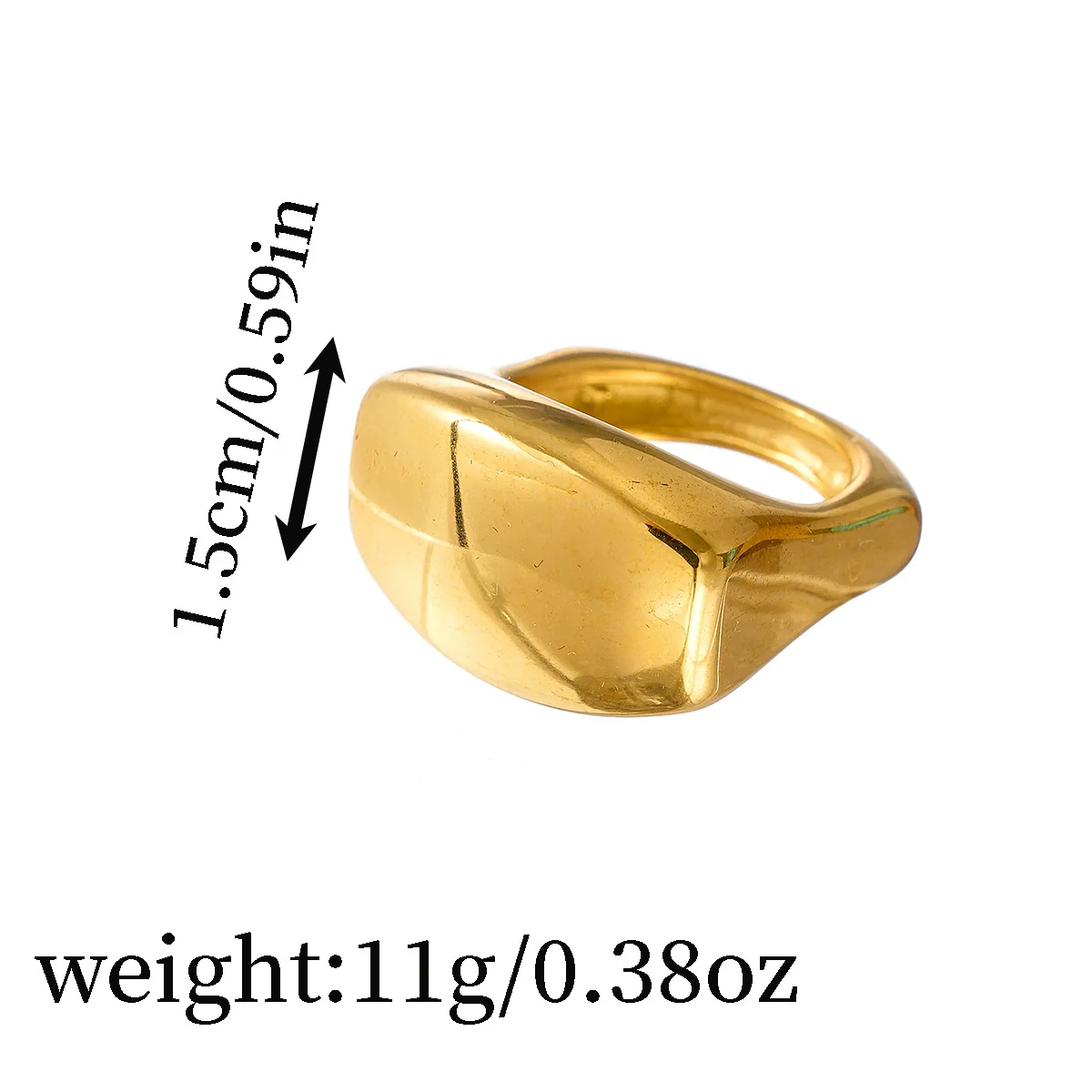 Wholesale Old Money Style Stainless Steel Geometric Wide Band Ring With Gold Plating - Image 4