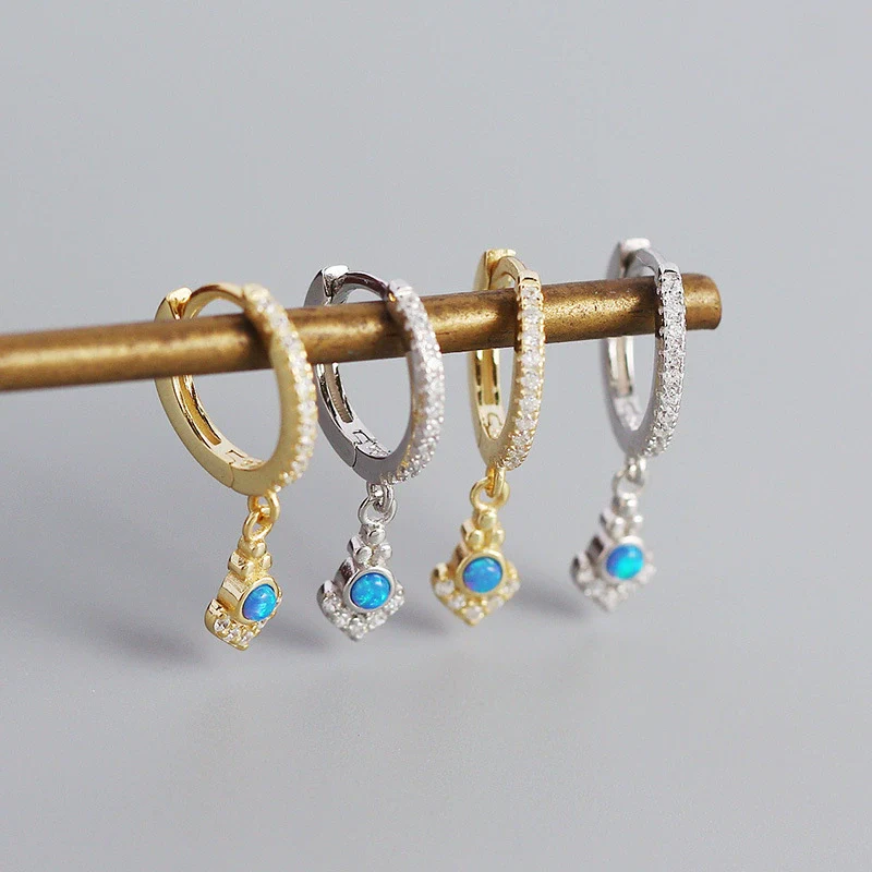 Wholesale Opal Earrings 925 Silver Geometric Light Luxury Style Electroplated - Image 3