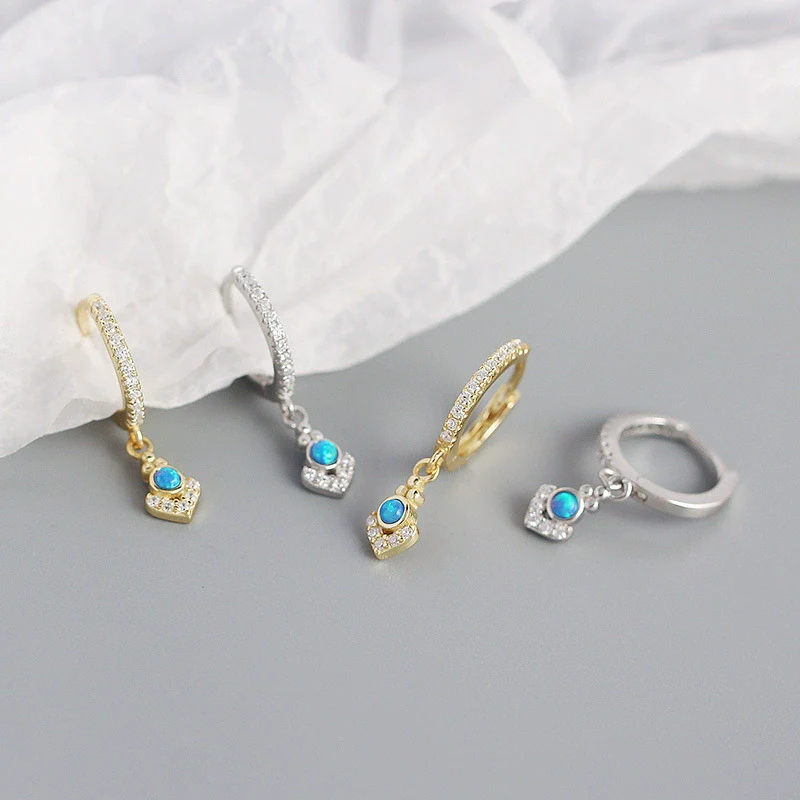 Wholesale Opal Earrings 925 Silver Geometric Light Luxury Style Electroplated - Image 4