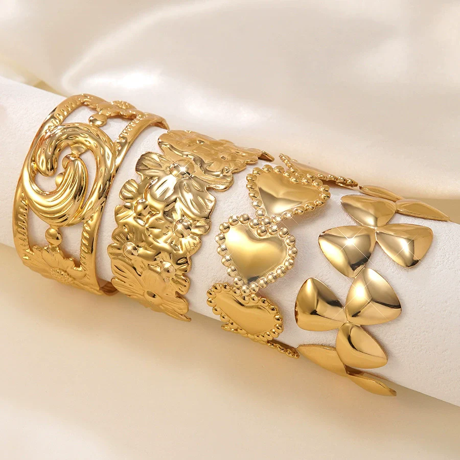 Wholesale Open Stainless Steel Geometric Bracelet With Hydraulic Pressure Processing