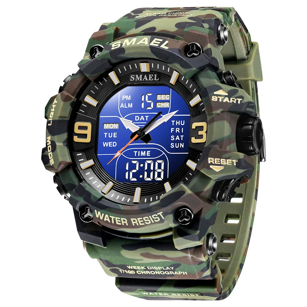 Wholesale Outdoor Waterproof Resin Pu Multifunctional Round Electronic Wristwatch For Men With Camouflage Luminous Style - Image 5