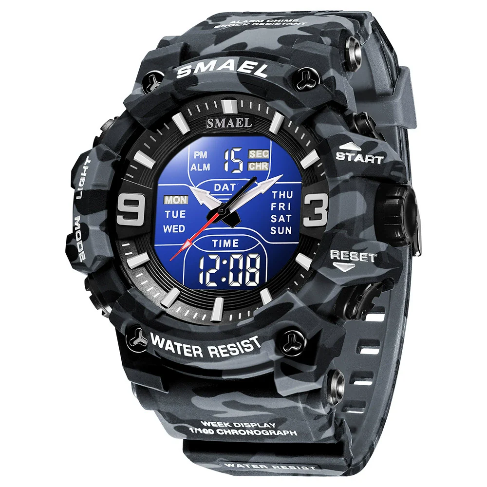 Wholesale Outdoor Waterproof Resin Pu Multifunctional Round Electronic Wristwatch For Men With Camouflage Luminous Style - Image 6