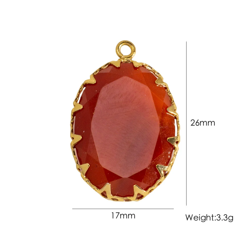Wholesale Oval Natural Stone And Stainless Steel Necklace Pendant Accessories With Geometric Style And Stainless Steel Edging - Image 6