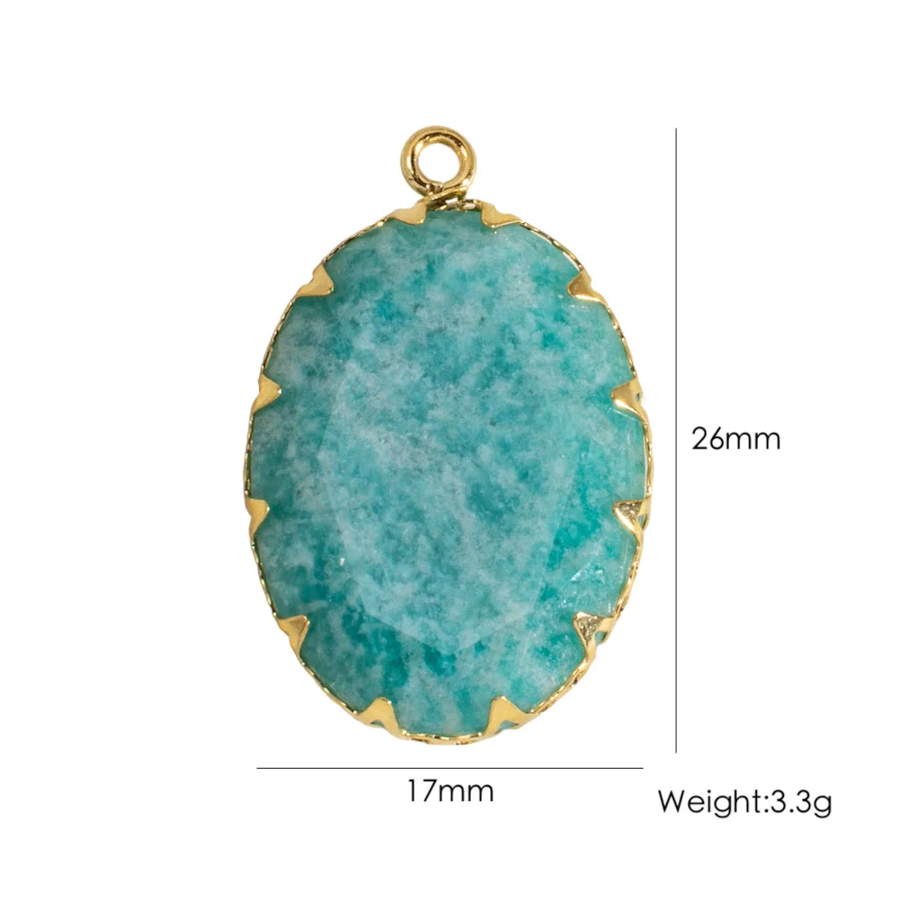 Wholesale Oval Natural Stone And Stainless Steel Necklace Pendant Accessories With Geometric Style And Stainless Steel Edging - Image 7