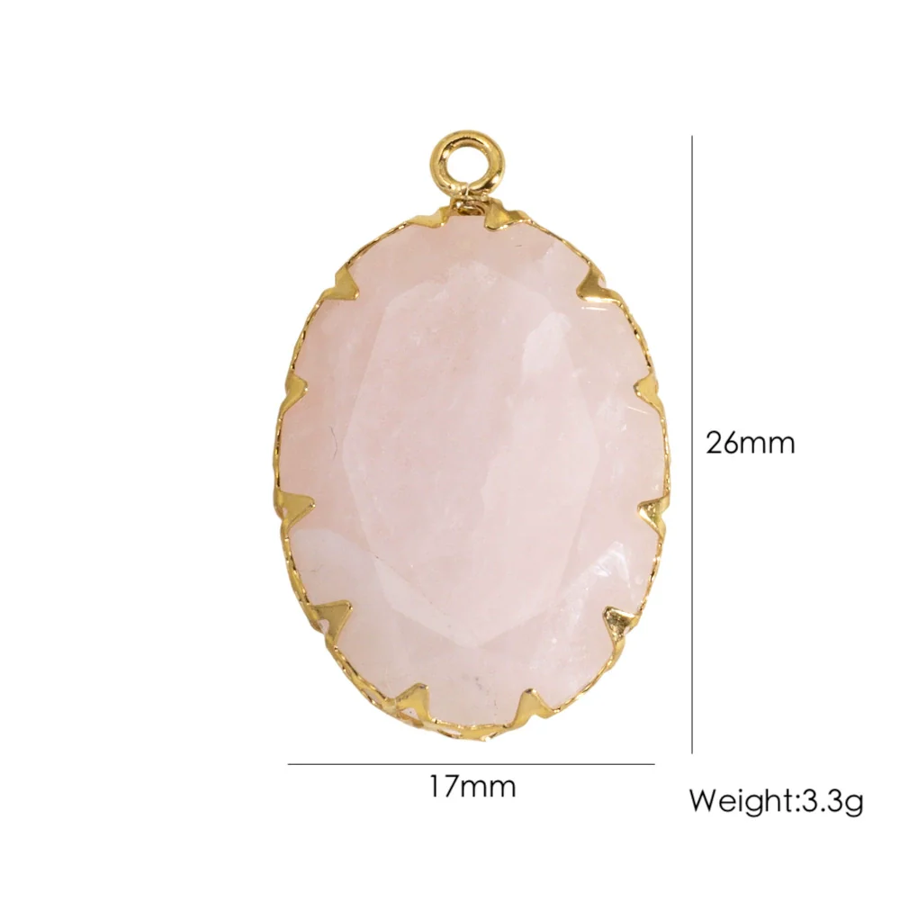 Wholesale Oval Natural Stone And Stainless Steel Necklace Pendant Accessories With Geometric Style And Stainless Steel Edging - Image 8