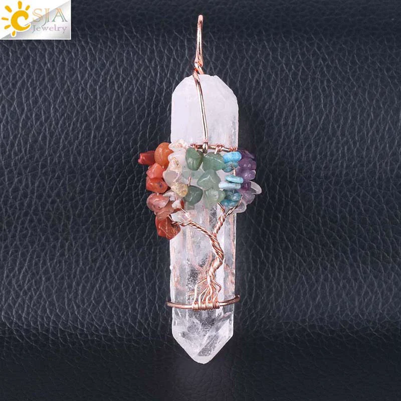 Wholesale Pendant Jewelry Natural Stone Copper Accessories Irregular Crystal Column Wound Life Tree Minimalist Style - Image 2