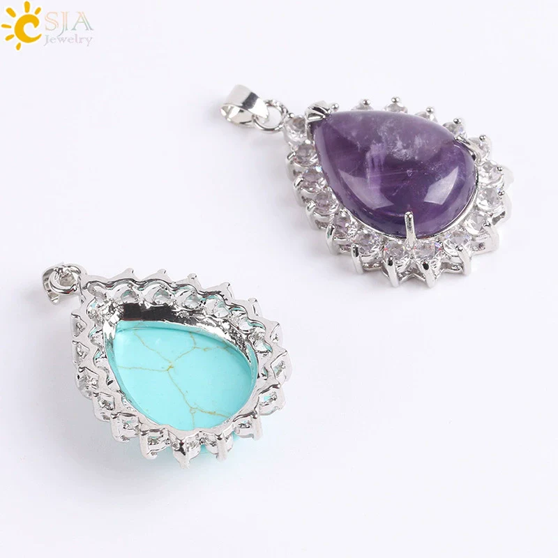 Wholesale Pendant Natural Stone Alloy Claw Inlaid Water Drop Pear Shaped Electroplated High Profile Luxury Unisex - Image 4
